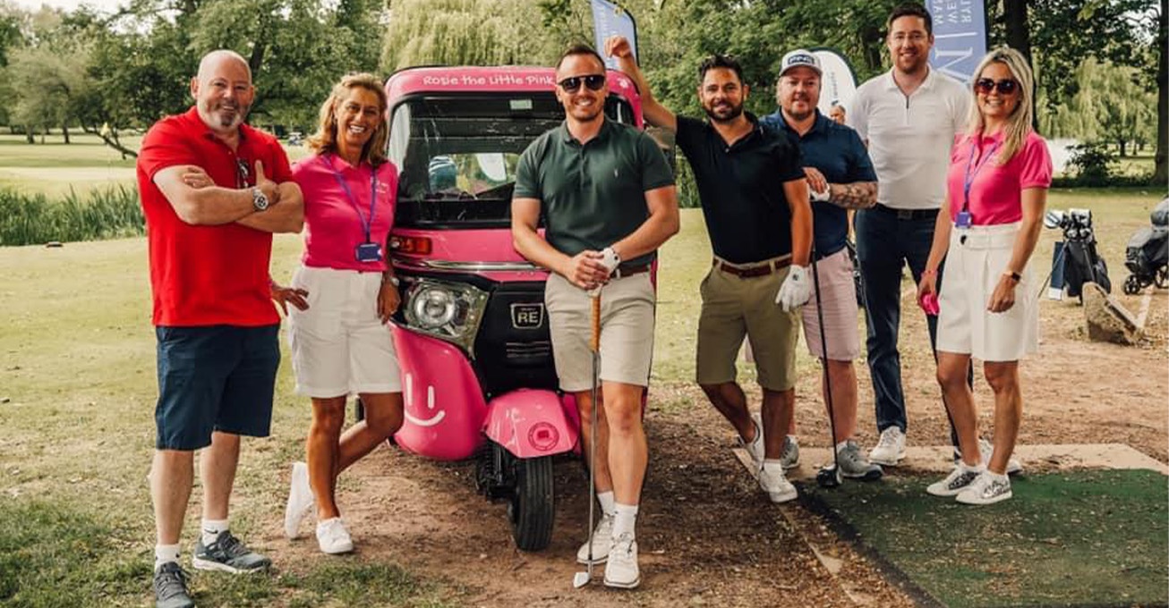 Blue skies and a pink tuk-tuk helps East Midlands charity golf day raise £3,000