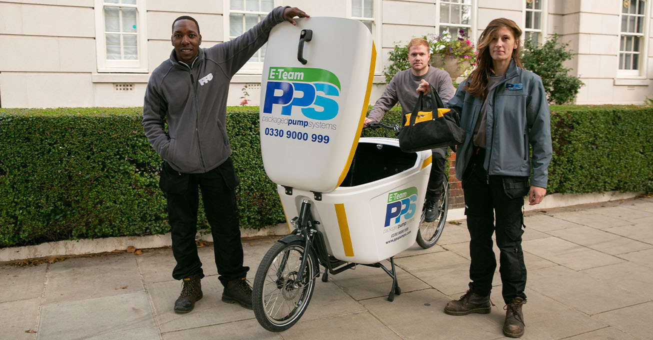 Pump engineers get on their E-Bikes to cut down on emissions and reach customers quicker
