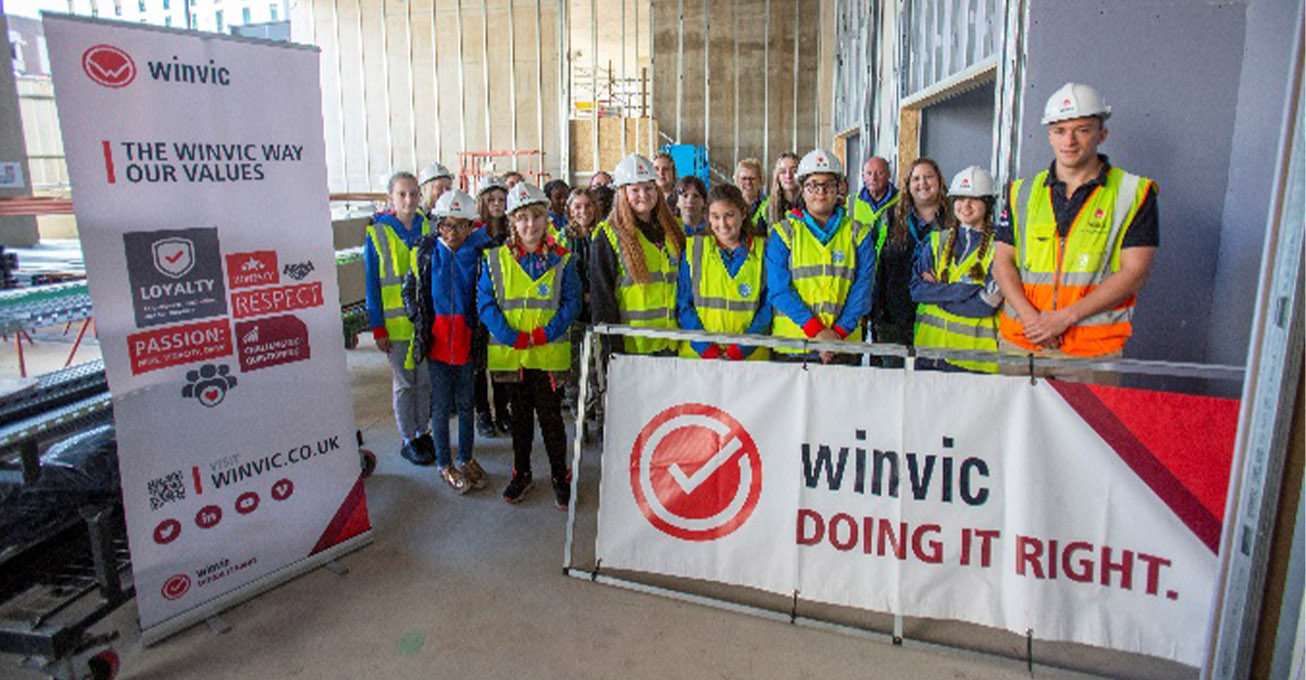 Winvic delivers construction careers talk to Birmingham Girlguides and gives them site tour of new premises