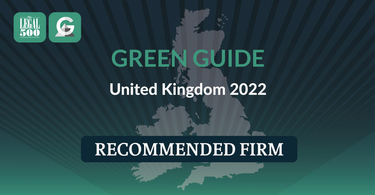 WBD recognised in inaugural Legal 500 Green Guide