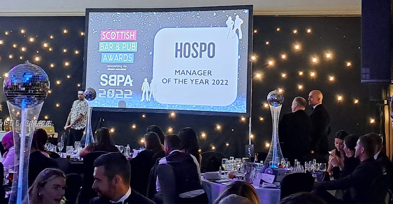 HOSPO – hospitality recruitment agency based in Glasgow are sponsoring the Manager of the Year award at the Scottish Bar and Pub Awards 2023 for the third year