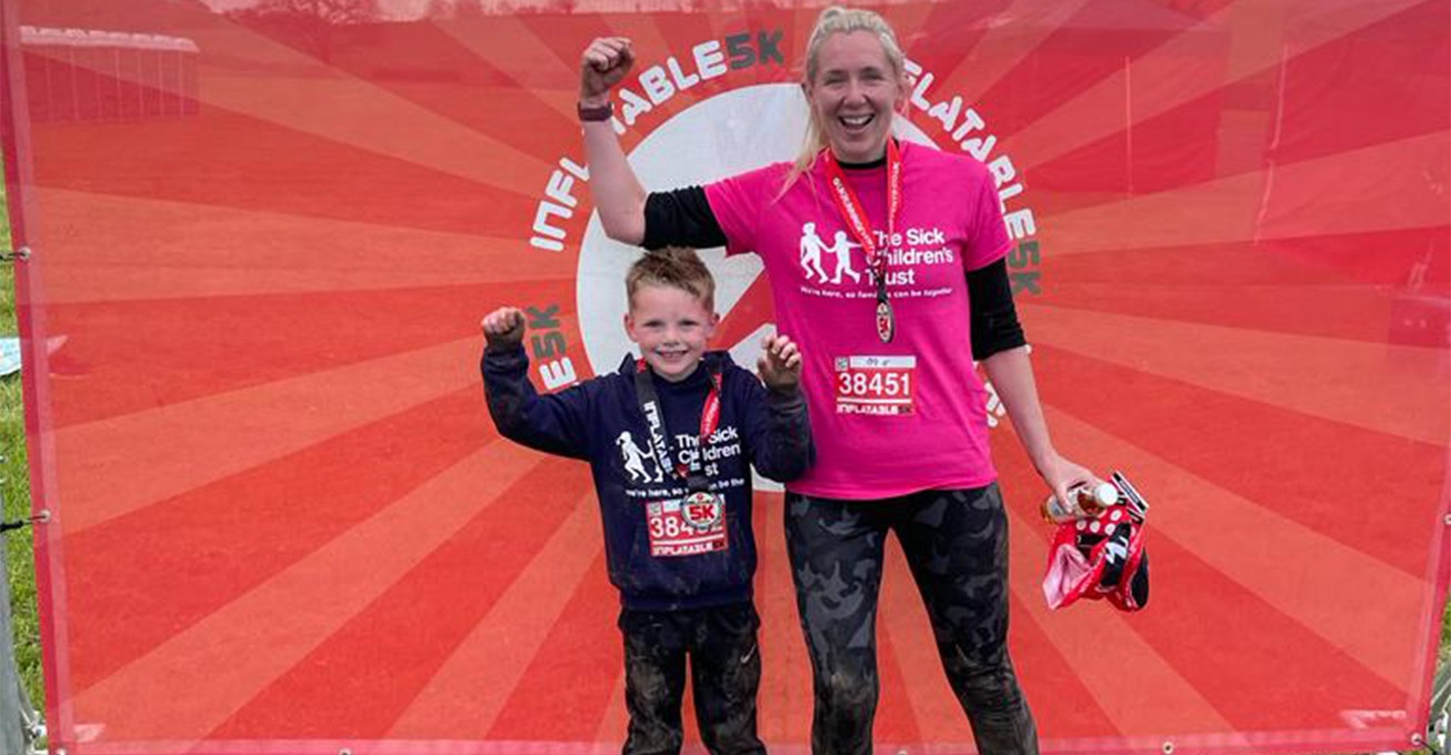 Caring Derbyshire six-year-old braves 5k of mud and inflatables to raise thousands for sick children’s charity