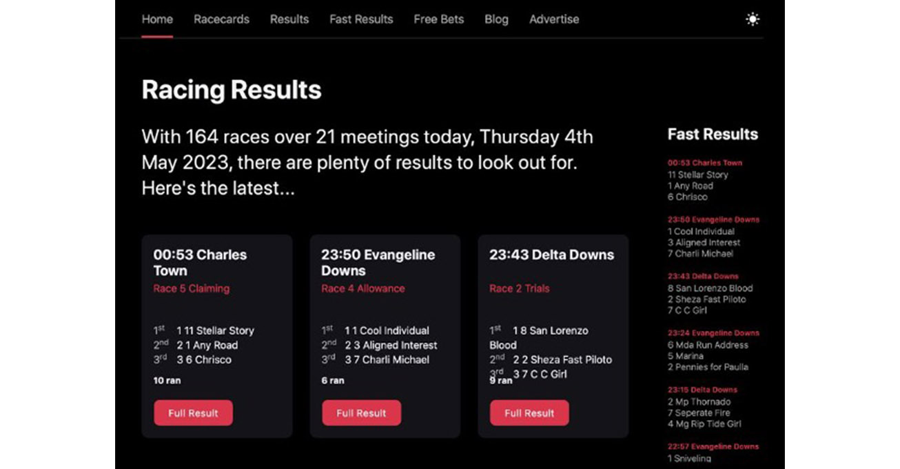 New racing results resource launches
