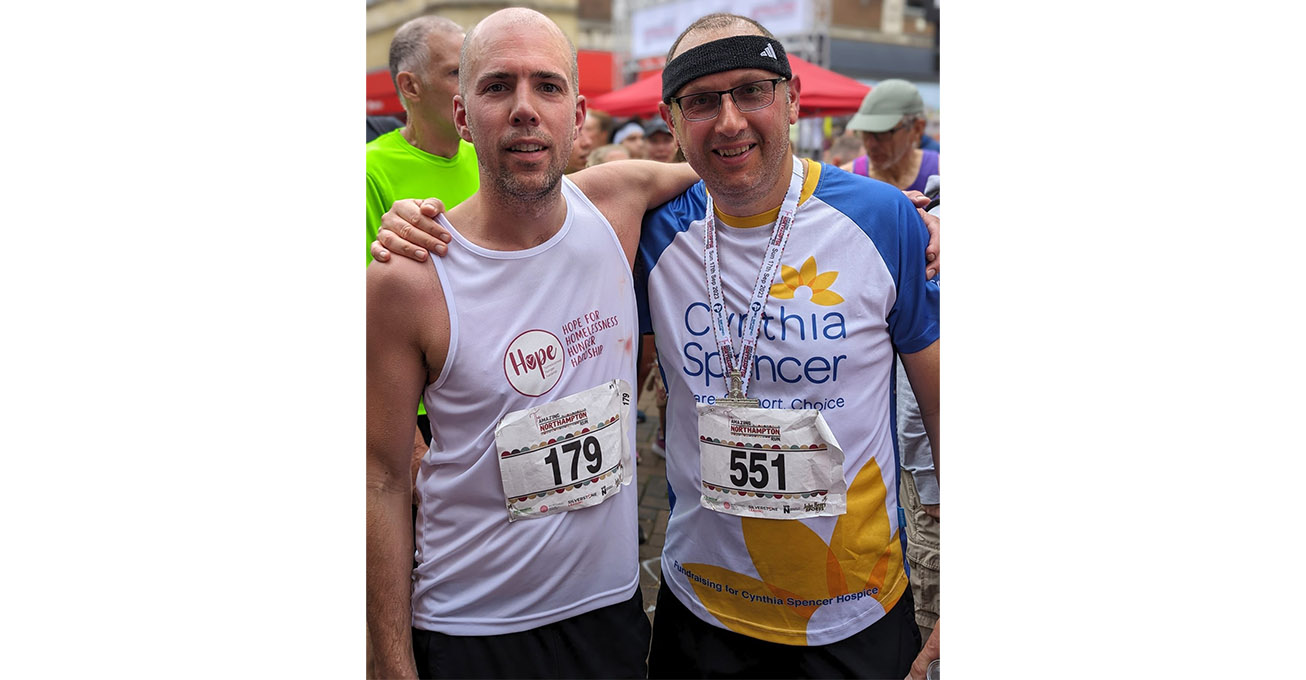 Lee and Richard put their heart and sole into half-marathon run to raise money for two much-loved local charities