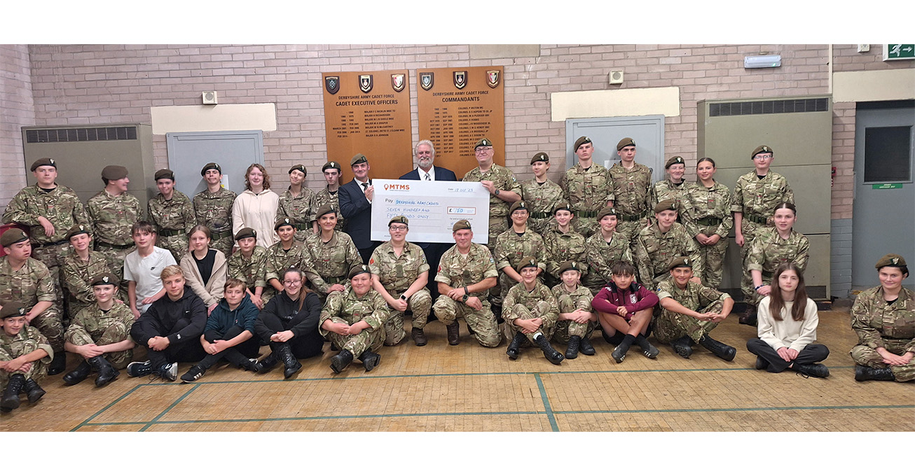 Youngsters from struggling families helped to get kitted out for the Derbyshire Army Cadet Force by MTMS