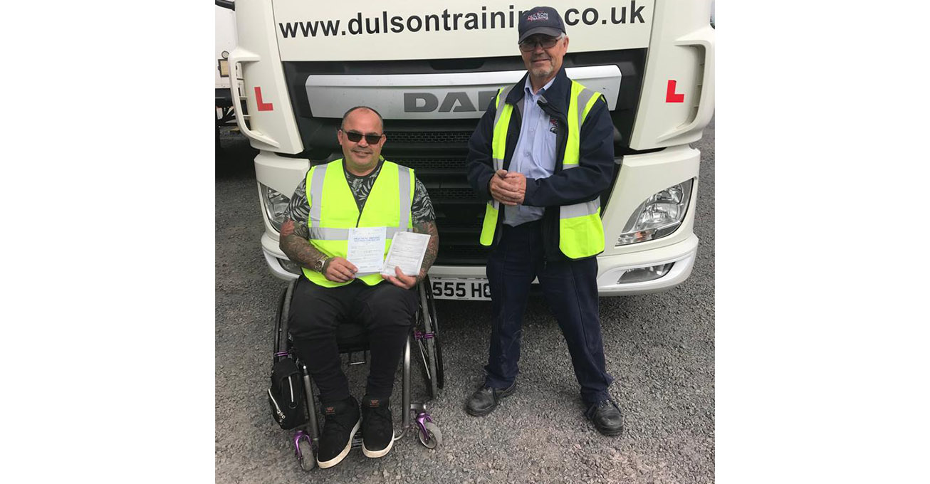 Top trainer’s adaptive-controls vehicle steers Darren to Class 1 licence