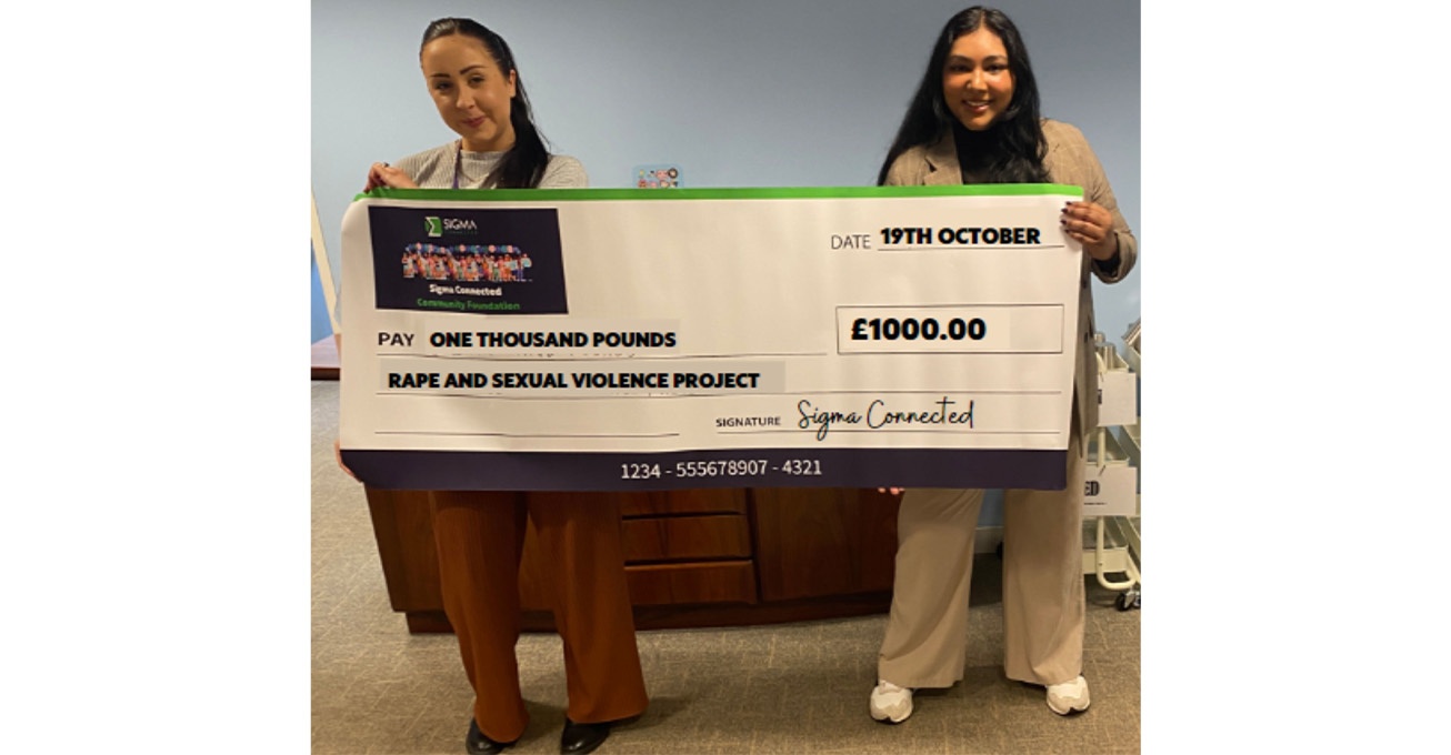 £1,000 Sigma Connected donation will support sexual violence charity