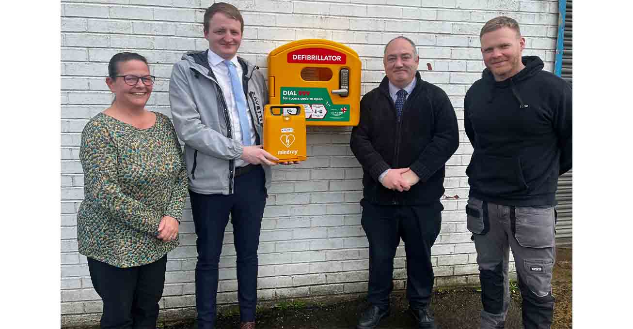 Manufacturing firm donates defib to local community