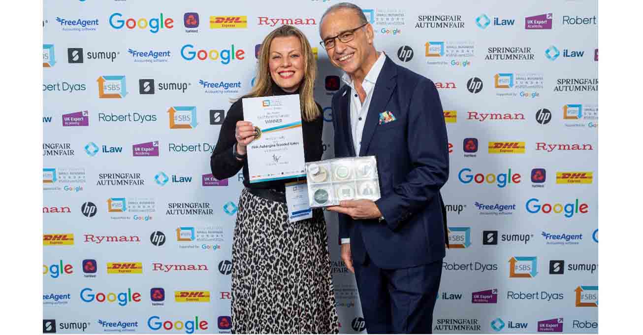 Pink Aubergine Branded Bakes secures coveted #SBS award from entrepreneur Theo Paphitis