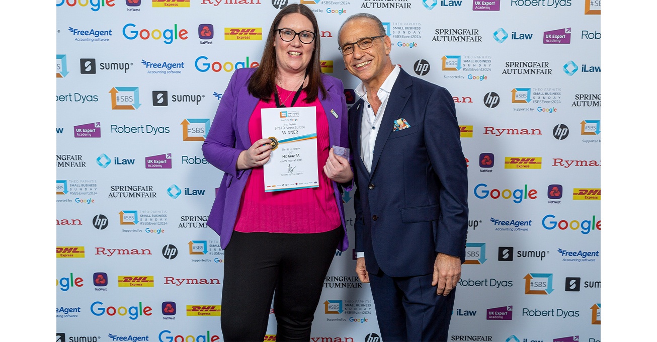 Hailsham‐based Nic Gray PA receives certificate from Theo Paphitis